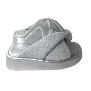 Cosy Island Platform Criss Cross Sandals Women's Sz 39 EU~ US 8 Silver Gray